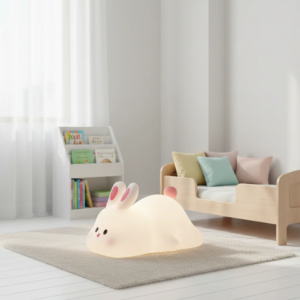 Cute LED Night Light Touch Sensor Cartoon Kid's Nightlights Big Face Rabbit Silicone Night Light Christmas Gift Bedside Lamp Home Decor - Image 8