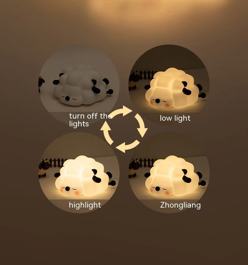 Cute Silicone Night Lights Sheep Cartoon Bedroom Lamp For Children's Room Decor Rechargeable Timing Dimming Sleep Night Light - Image 12