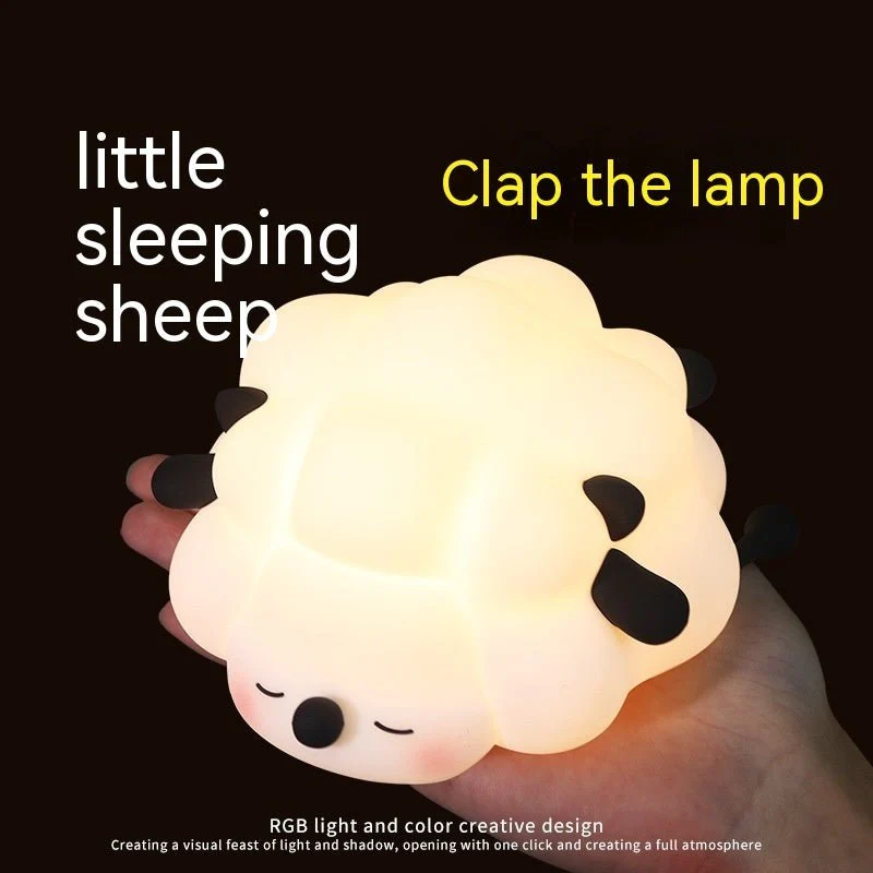 Cute Silicone Night Lights Sheep Cartoon Bedroom Lamp For Children's Room Decor Rechargeable Timing Dimming Sleep Night Light - Image 14
