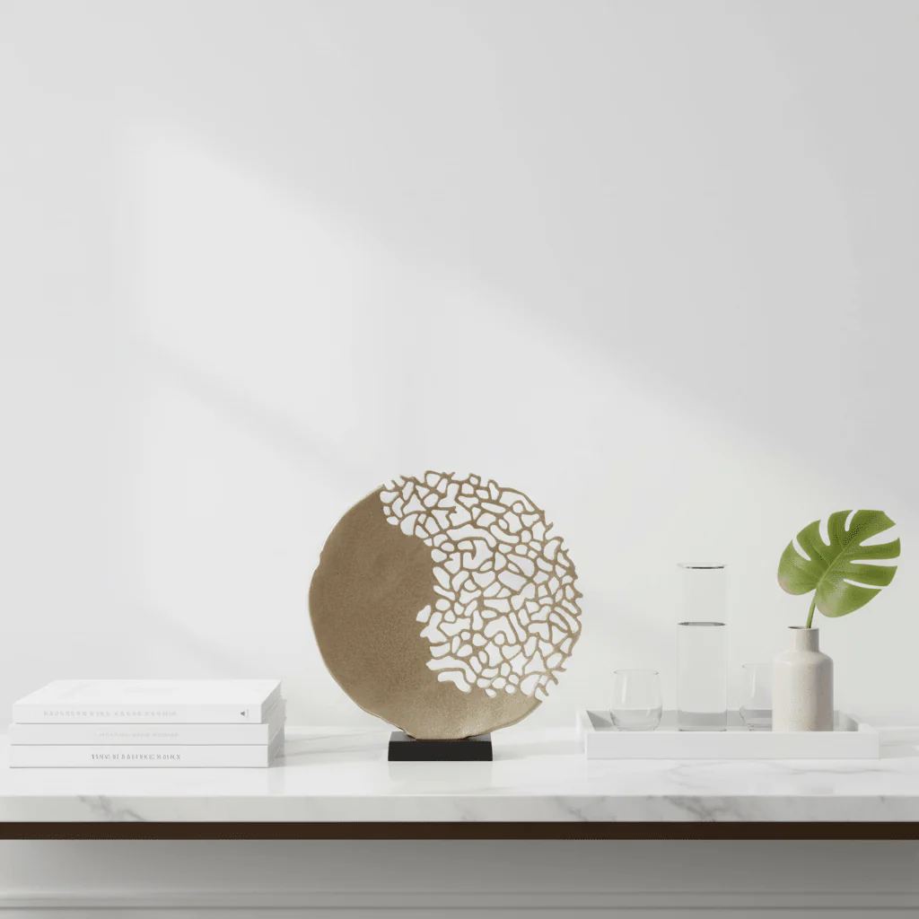 Daito Black And Gold Finish Round Sculpture - Image 4