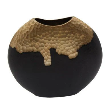 Daito Large Black and Gold Round Vase - Image 5