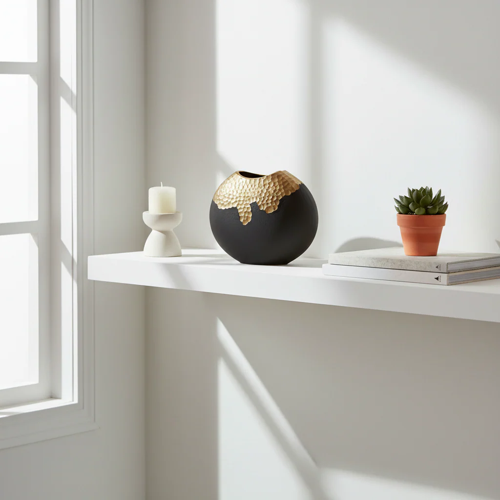 Daito Small Black And Gold Round Vase - Image 4