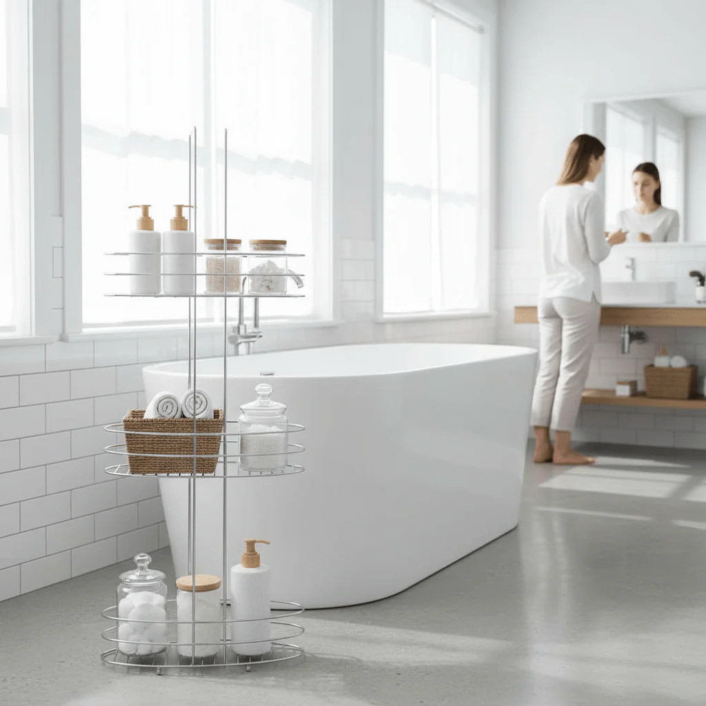 Dara 3 Tier Chrome Bathroom Organiser - Image 2