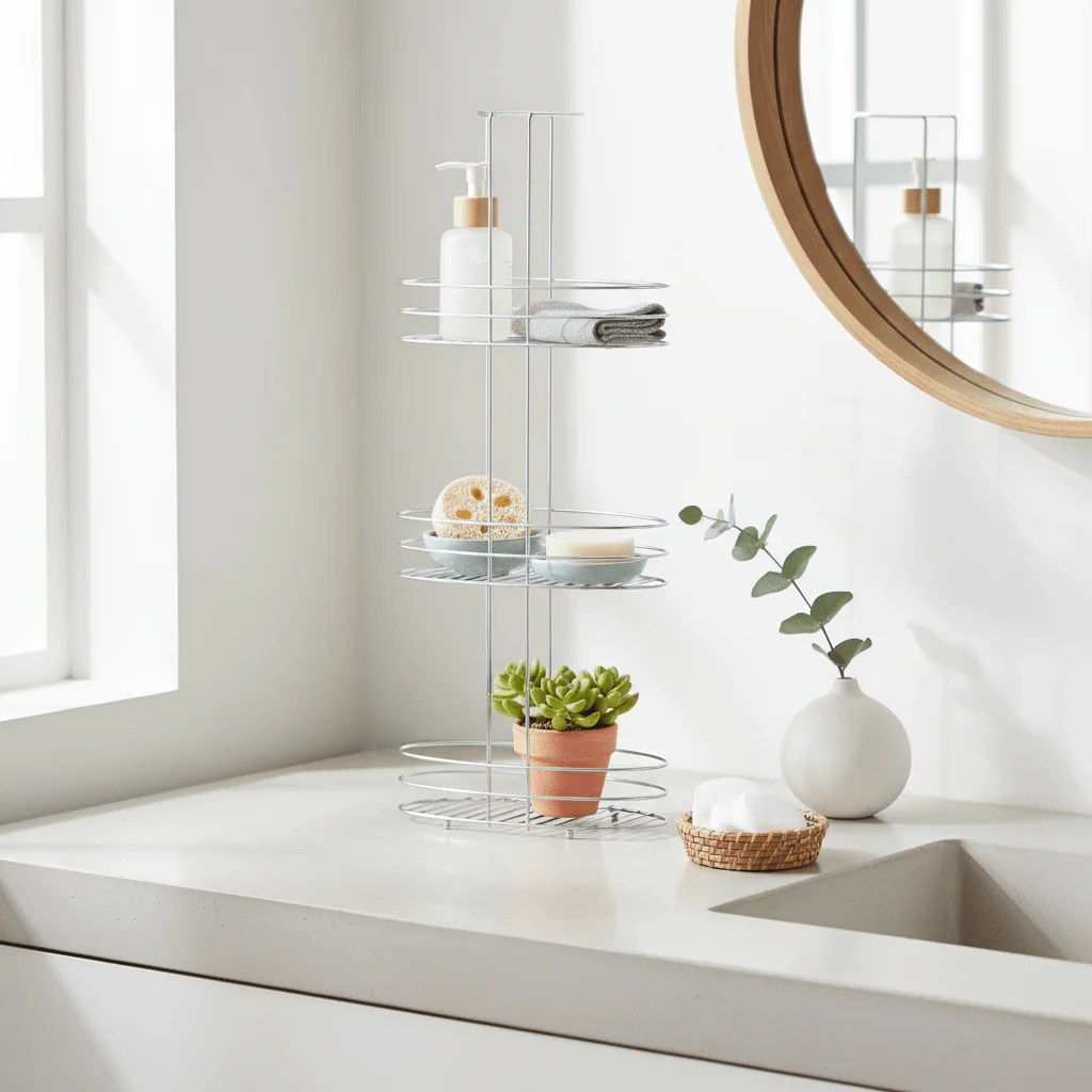 Dara 3 Tier Chrome Bathroom Organiser - Image 3