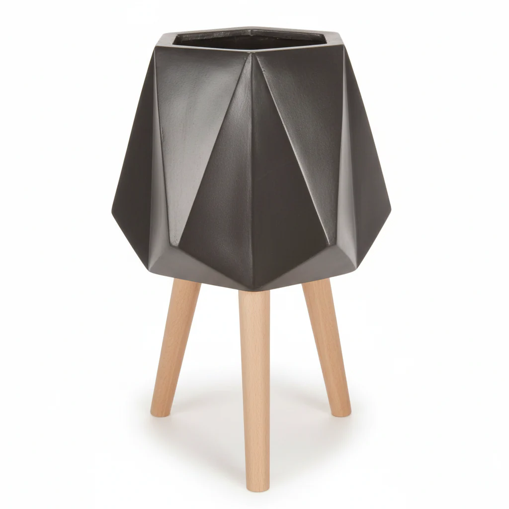 Darnell Black Multifaceted Planter - 62cm