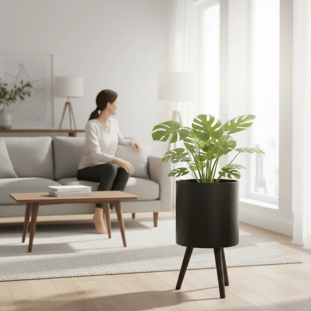 Darnell Large Black Finish Planter - Image 2
