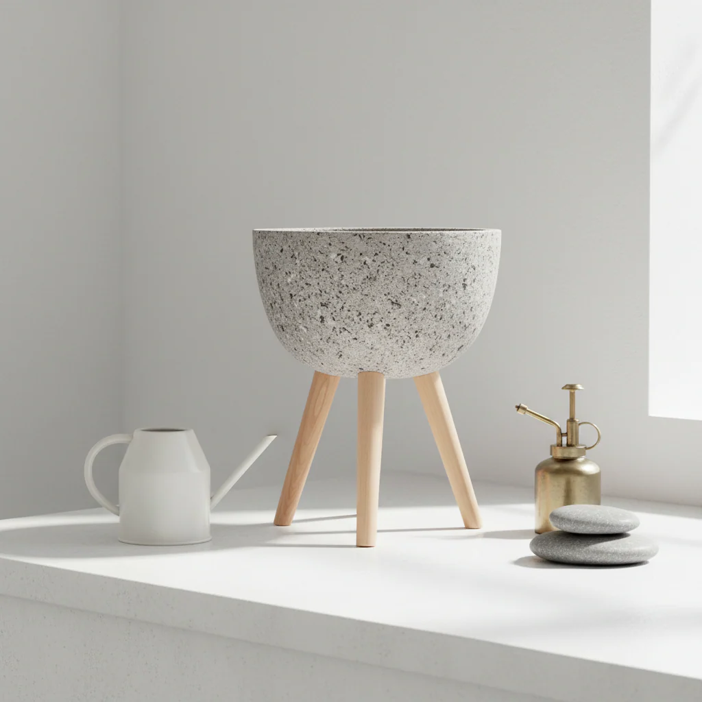 Darnell Medium Grey Speckled Planter - Image 4