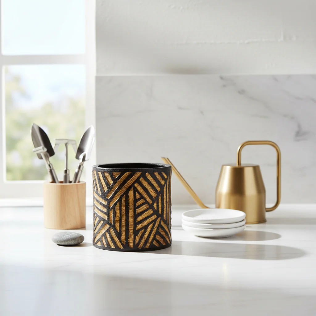 Darnell Natural And Black Planter - Image 4