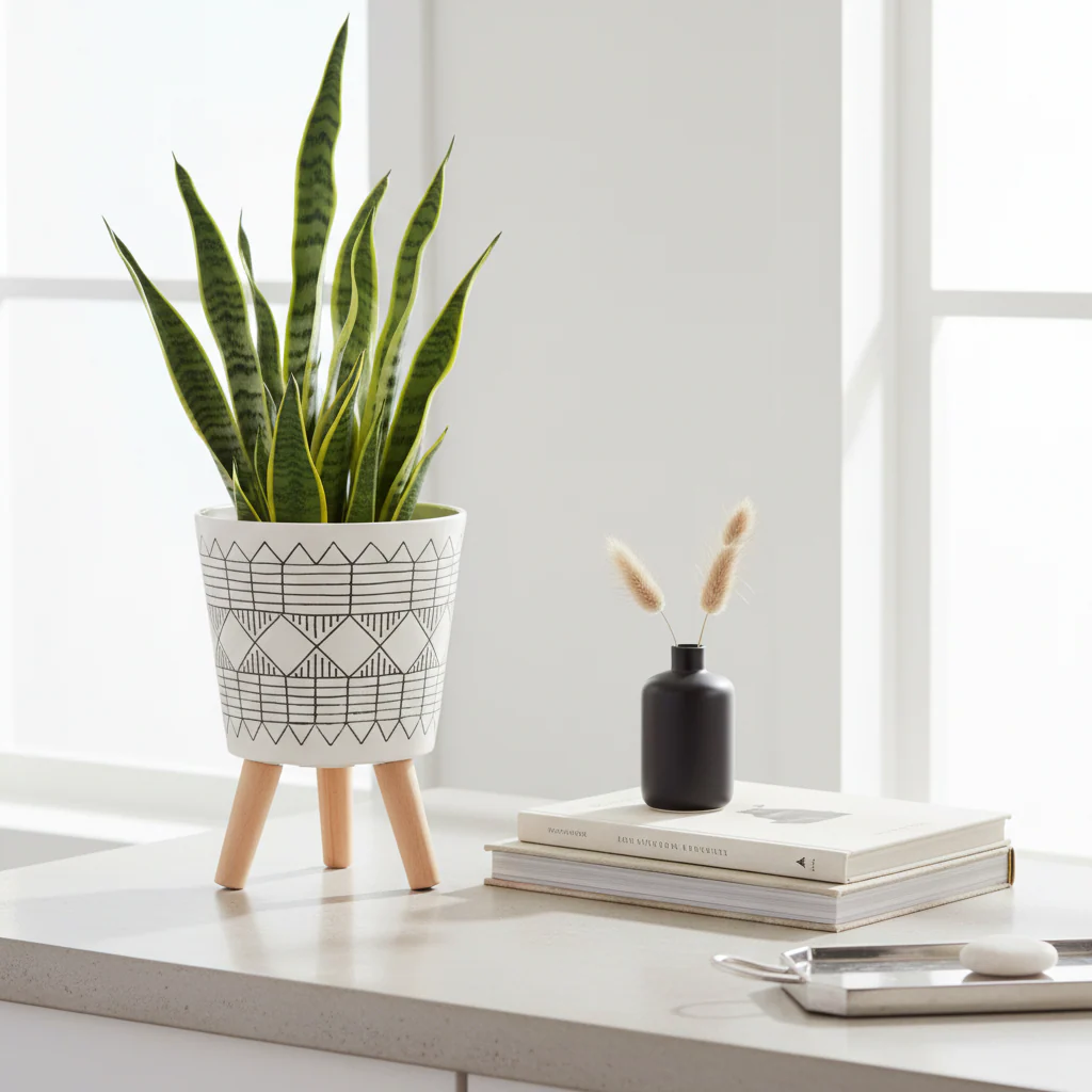 Darnell White And Black Small Planter - Image 4
