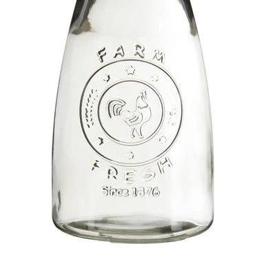 Dayla Clear Glass Embossed Farm Fresh Design 1000Ml Carafe - Image 6