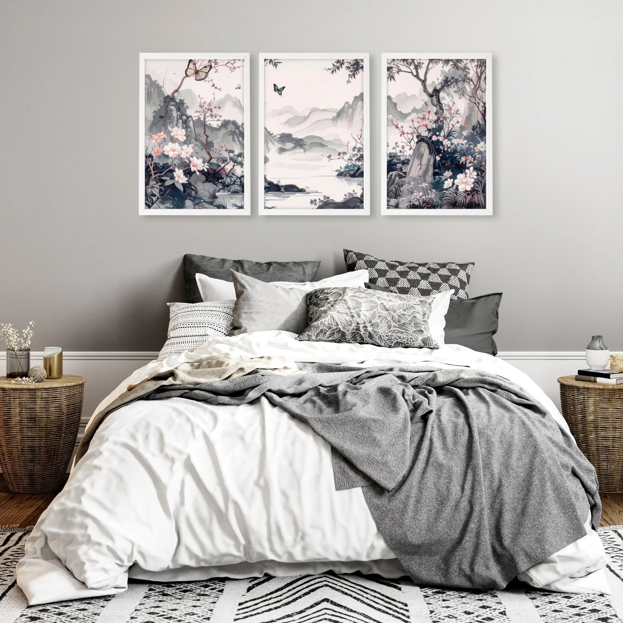 Decorating Bedroom Walls | Set of 3 Chinoiserie Wall art Prints - Image 2