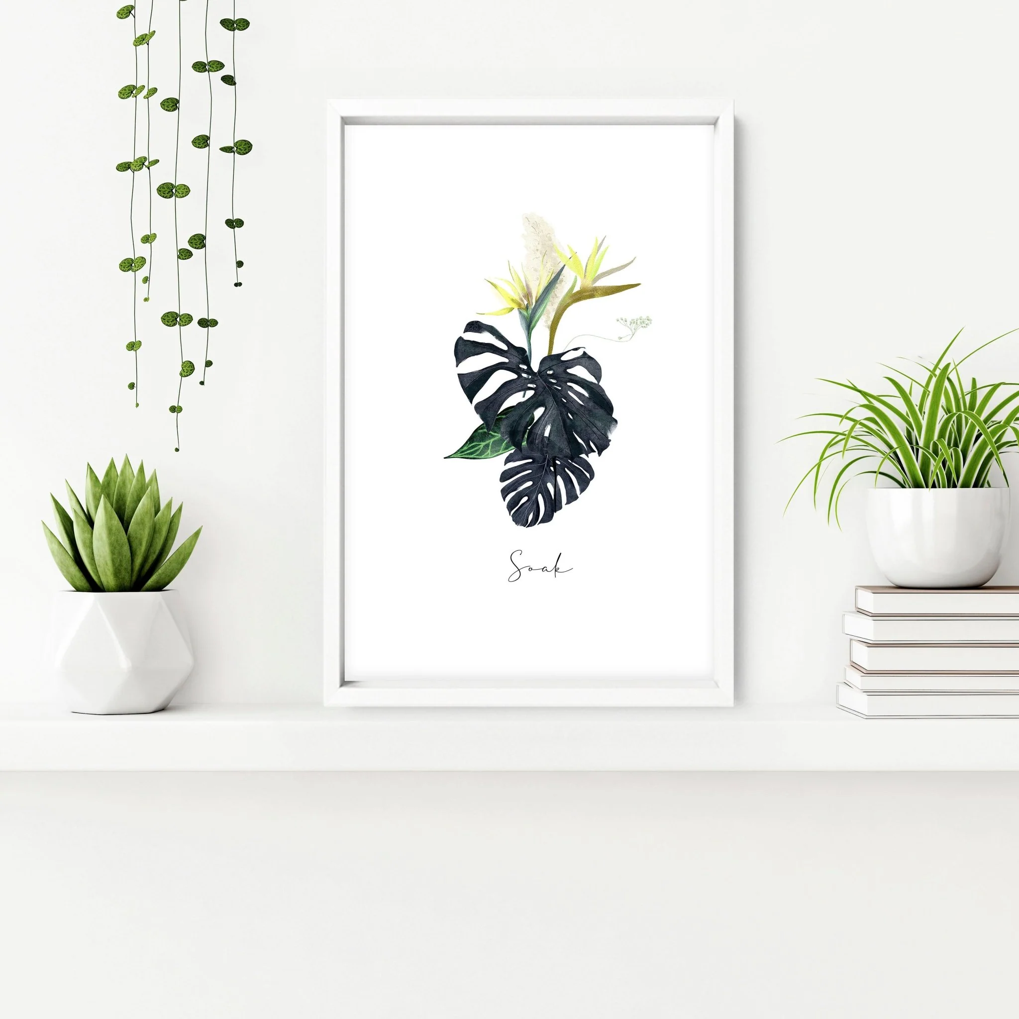 Decoration for bathroom walls | Set of 3 Tropical wall art - Image 4