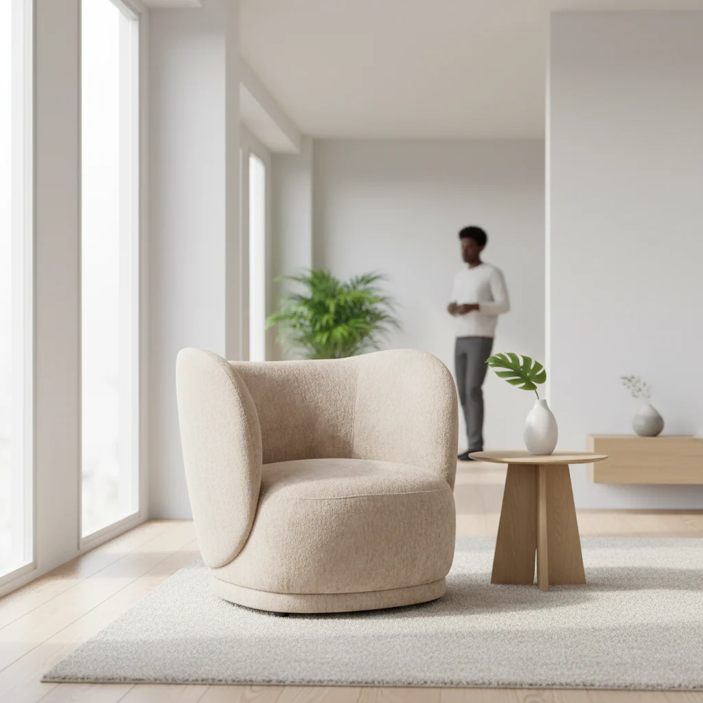 Delray Textured Chenille Effect Deep Stone Curve Chair - Image 2
