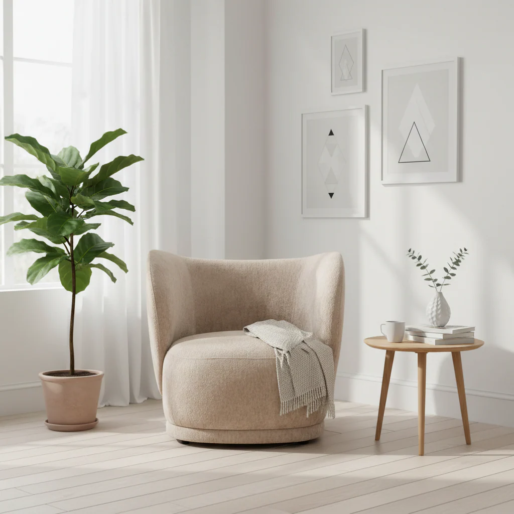 Delray Textured Chenille Effect Deep Stone Curve Chair - Image 3