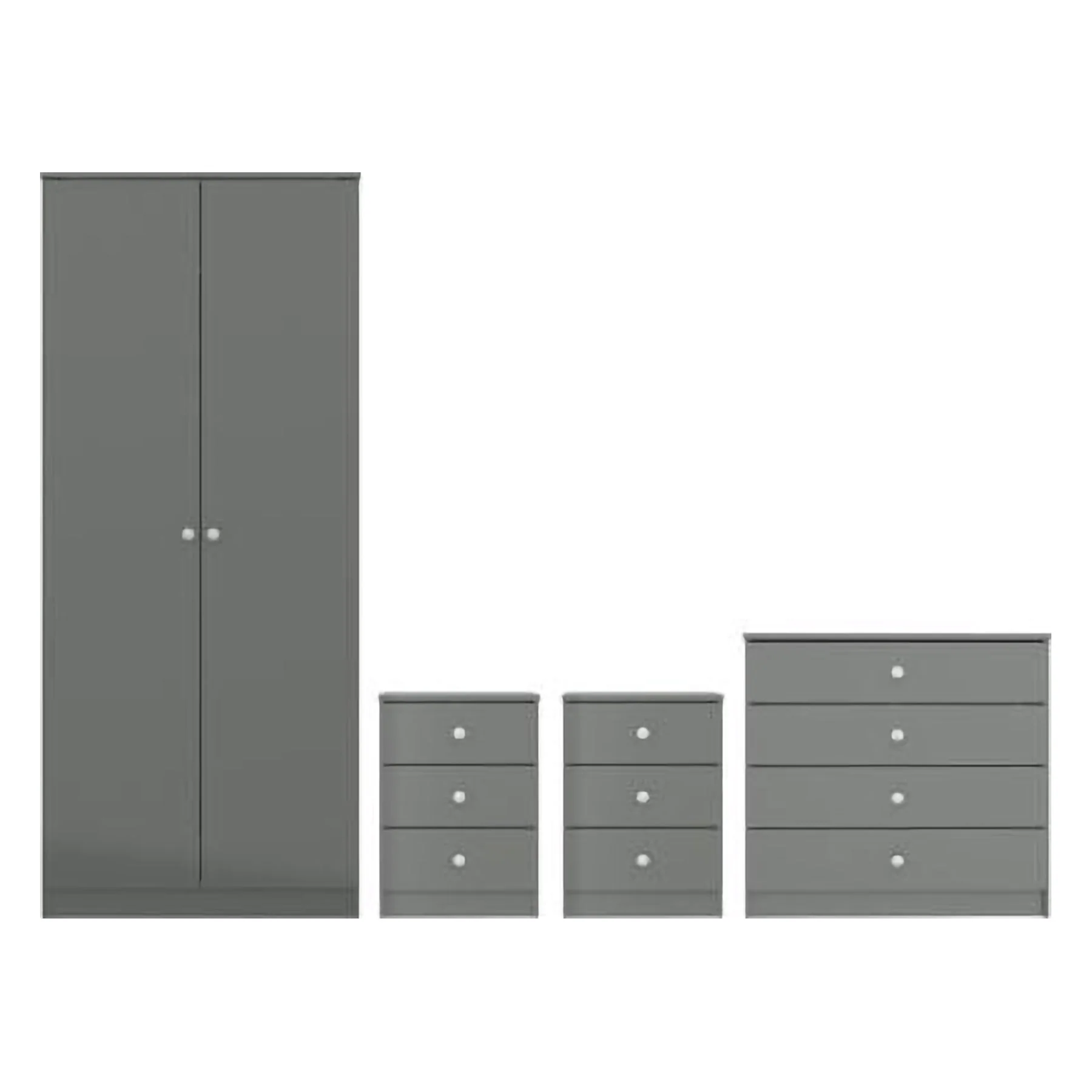 Denver 3 Door Wardrobe Bedroom Set White Gloss - Image 4