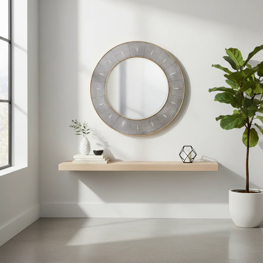 Deruta Grey Shagreen Wall Mirror - Image 4