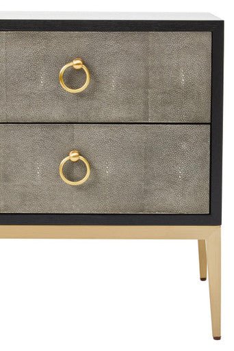 Deruta Two Drawer Grey Shagreen Effect Side Table - Image 10