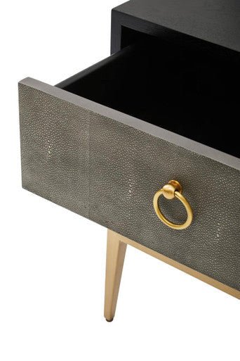Deruta Two Drawer Grey Shagreen Effect Side Table - Image 11