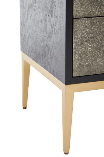Deruta Two Drawer Grey Shagreen Effect Side Table - Image 12