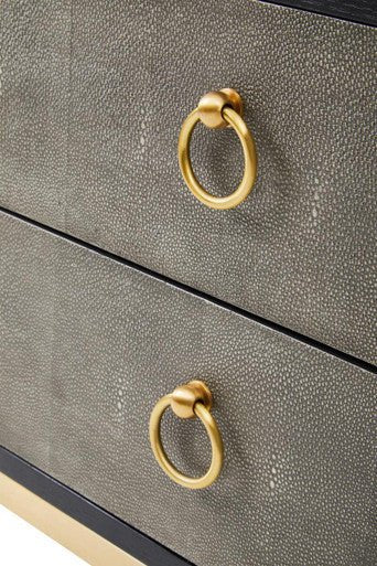 Deruta Two Drawer Grey Shagreen Effect Side Table - Image 13