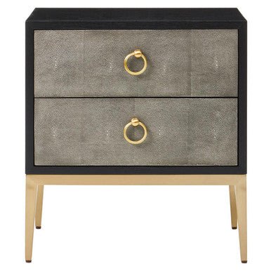 Deruta Two Drawer Grey Shagreen Effect Side Table - Image 14