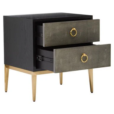 Deruta Two Drawer Grey Shagreen Effect Side Table - Image 6