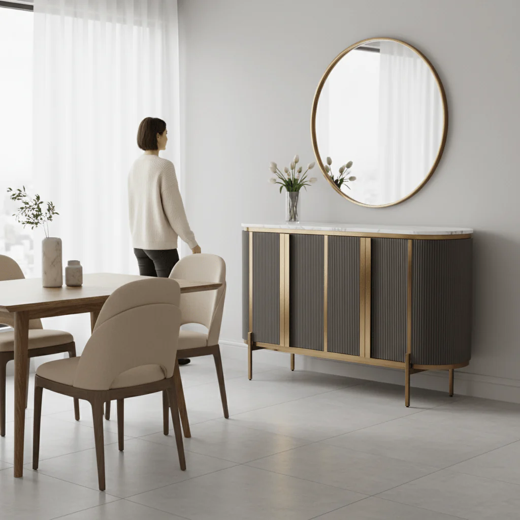 Dervio Four Door Marble Top Sideboard - Image 2