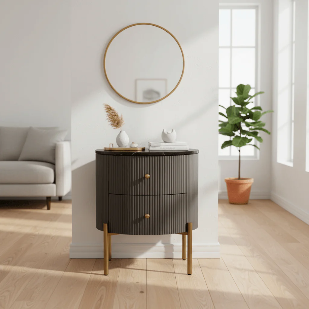 Dervio Two Drawer Marble Top Chest - Image 4