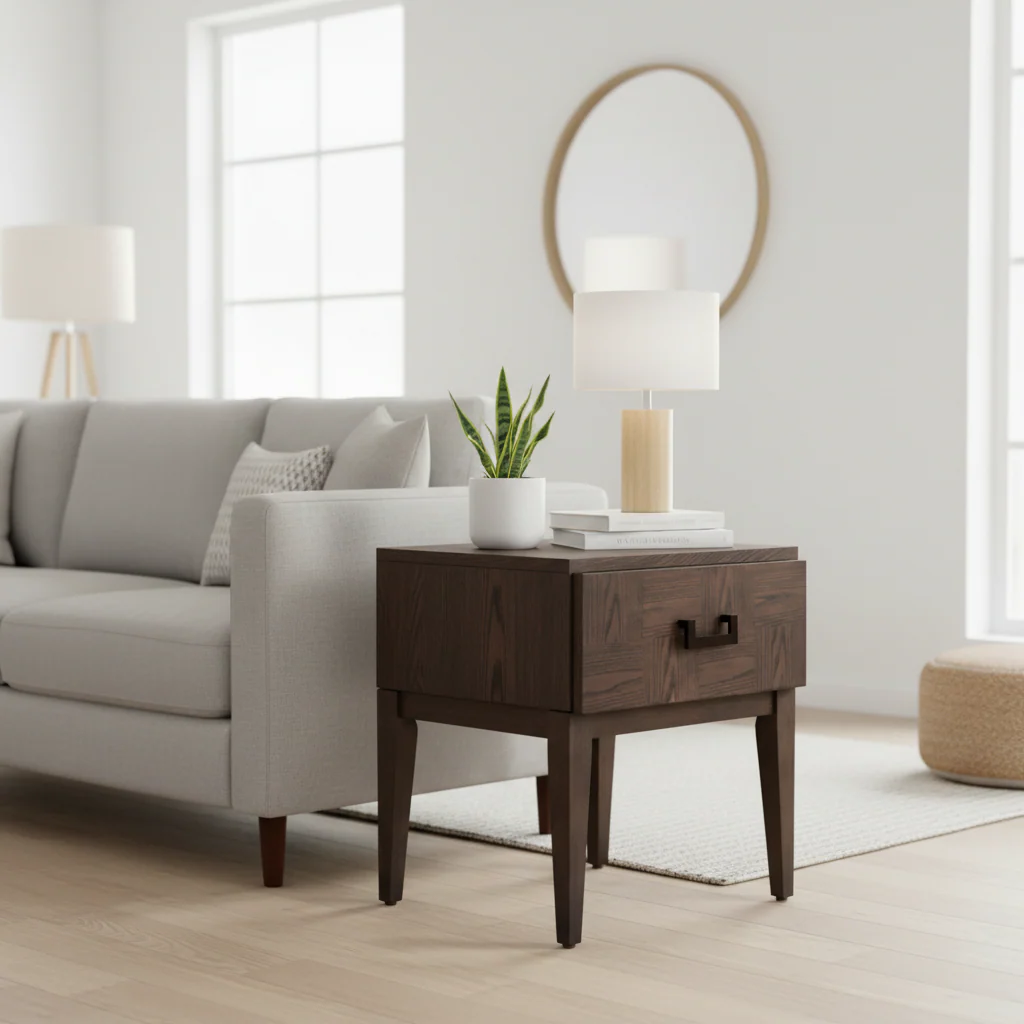 Dimaro One Drawer Antique Grey Side Table - Image 3