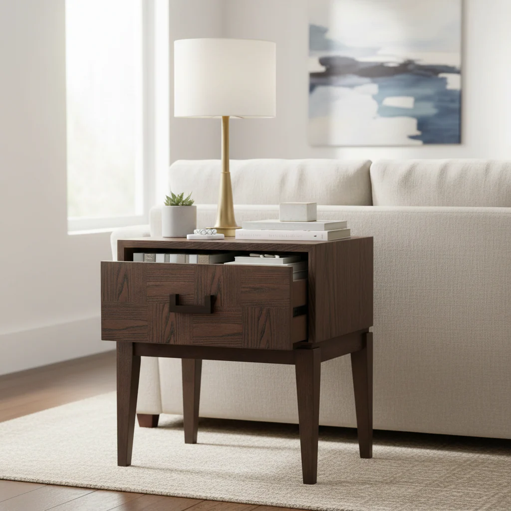 Dimaro One Drawer Antique Grey Side Table - Image 4