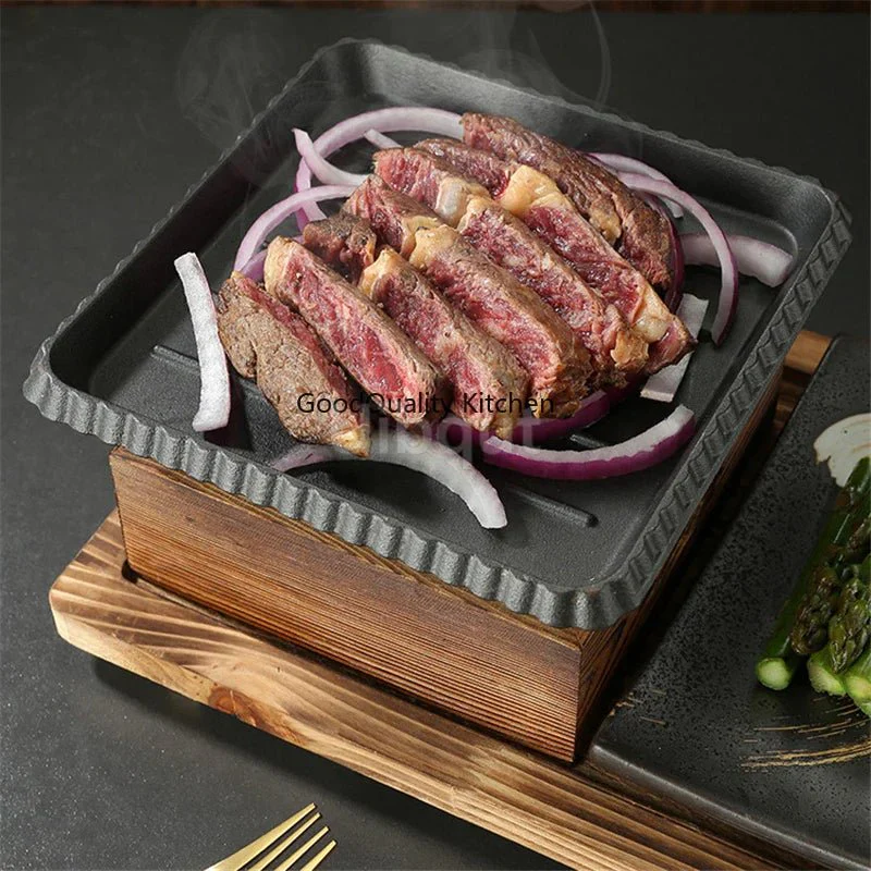 Dining room single and double tableware Cast iron barbecue plate Square alcohol oven baking tray Korean style barbecue stove set - Image 13