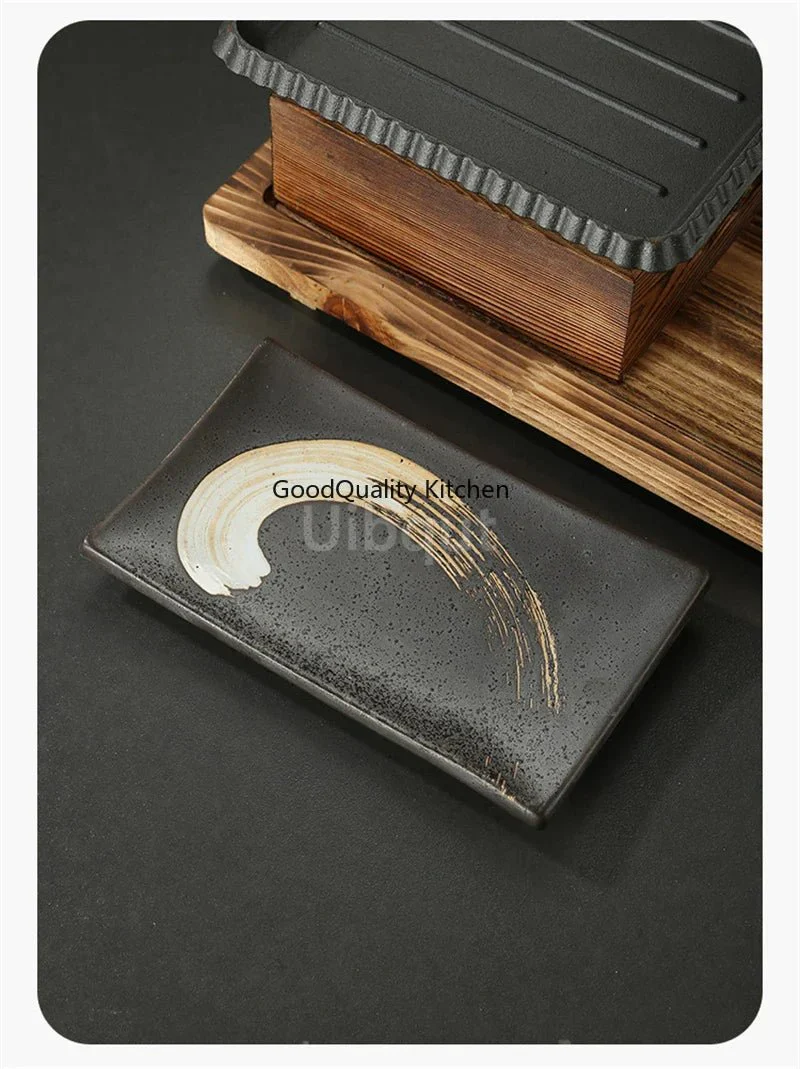 Dining room single and double tableware Cast iron barbecue plate Square alcohol oven baking tray Korean style barbecue stove set - Image 15