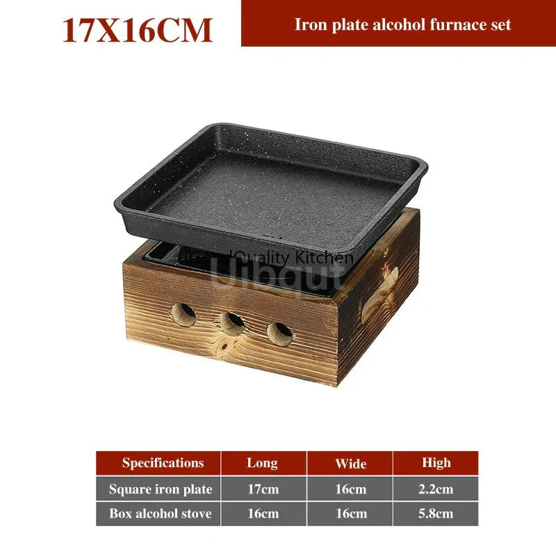 Dining room single and double tableware Cast iron barbecue plate Square alcohol oven baking tray Korean style barbecue stove set - Image 23