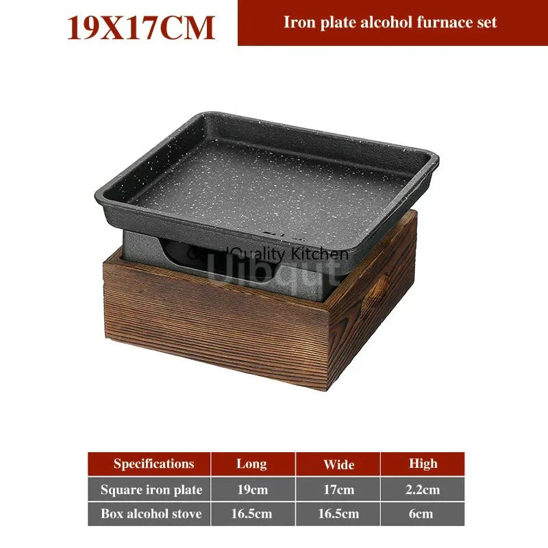 Dining room single and double tableware Cast iron barbecue plate Square alcohol oven baking tray Korean style barbecue stove set - Image 24