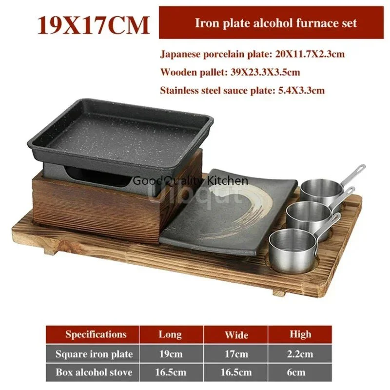 Dining room single and double tableware Cast iron barbecue plate Square alcohol oven baking tray Korean style barbecue stove set - Image 28