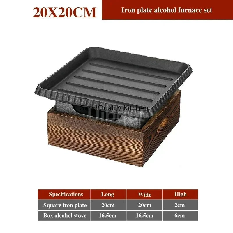 Dining room single and double tableware Cast iron barbecue plate Square alcohol oven baking tray Korean style barbecue stove set - Image 29