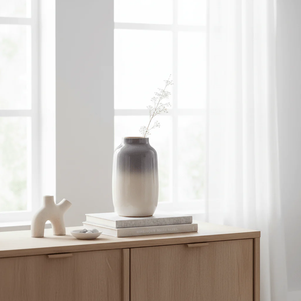 Domo Grey Earthenware Vase - Image 3