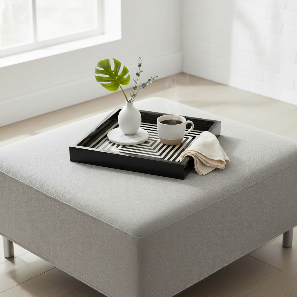 Donato Black And White Finish Square Tray - Image 3