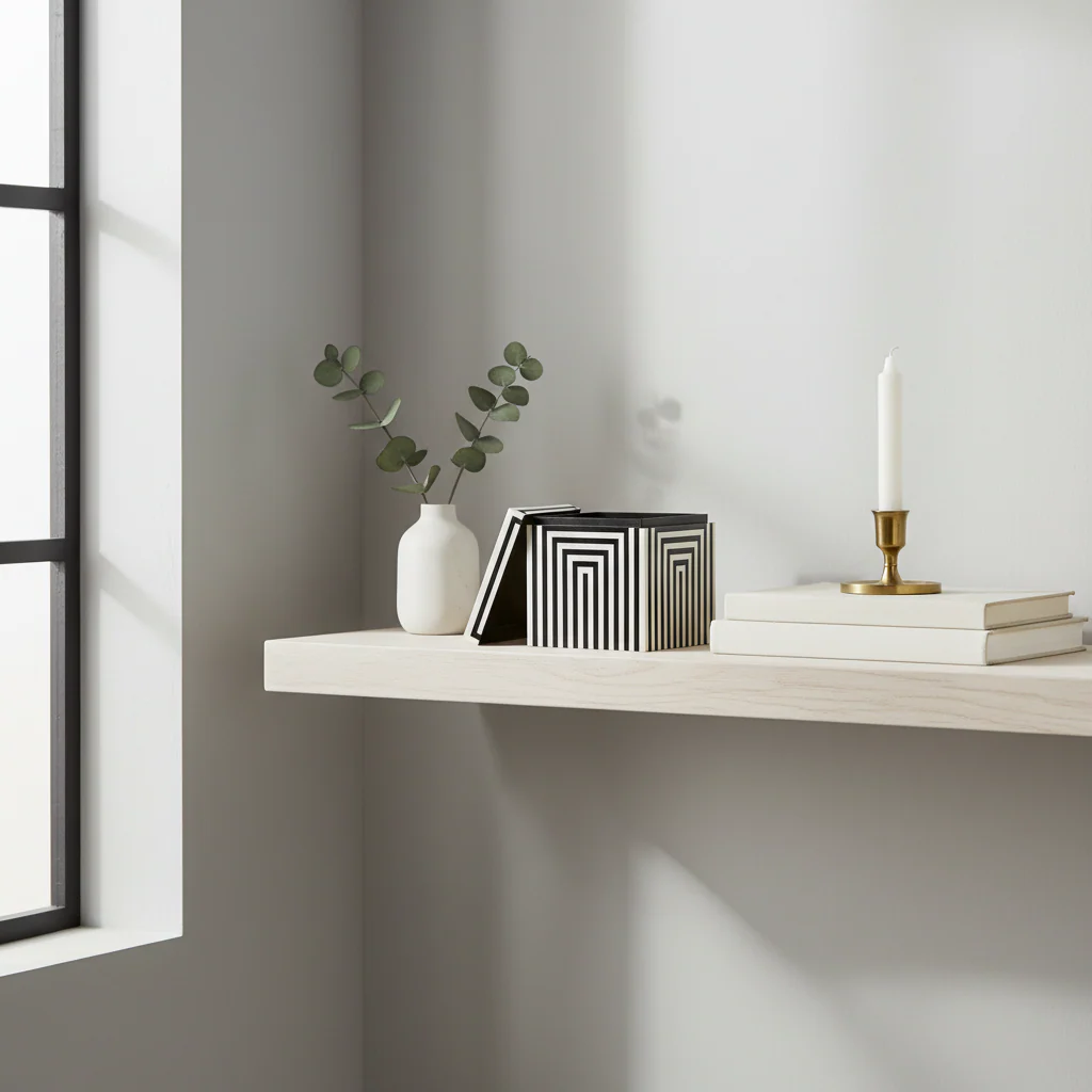 Donato Large Square Black and White Stripe Trinket Box - Image 3