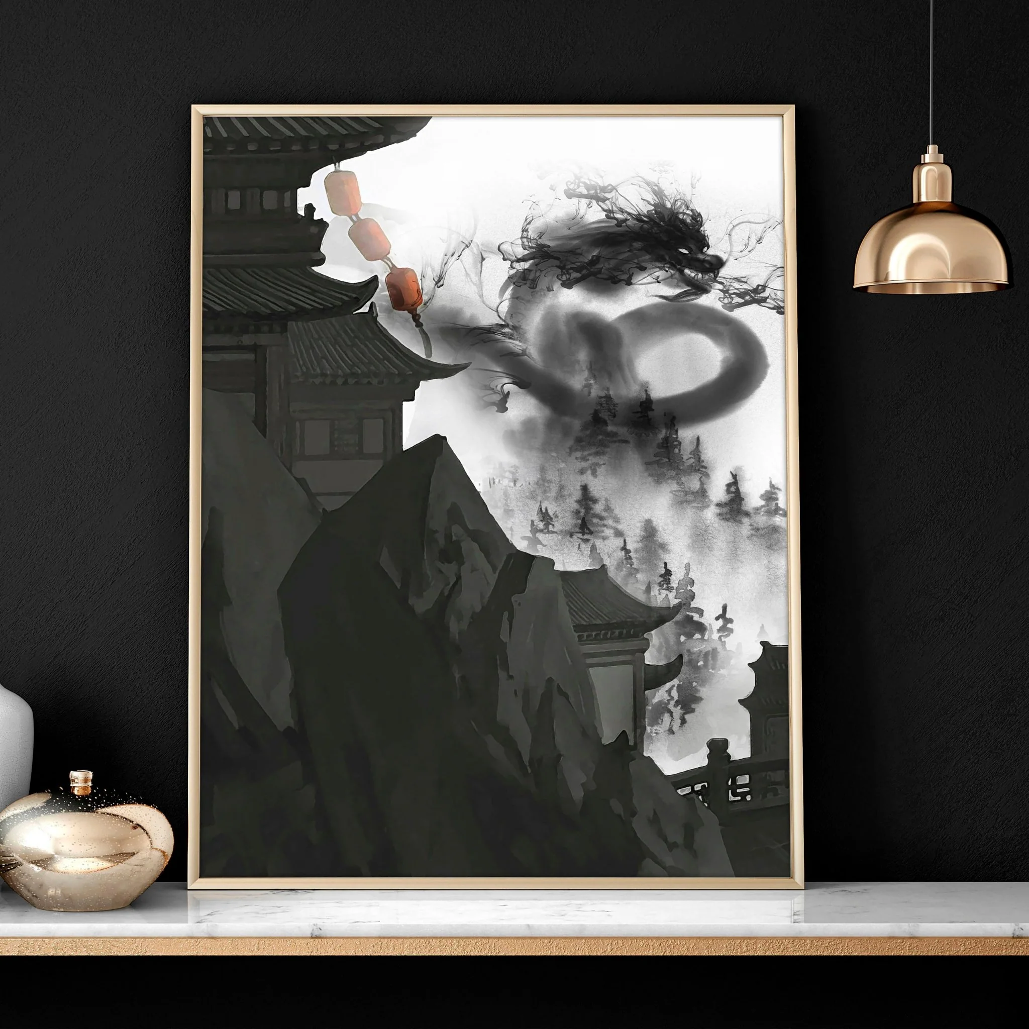 Dragon wall art | set of 3 prints for home office decor - Image 4