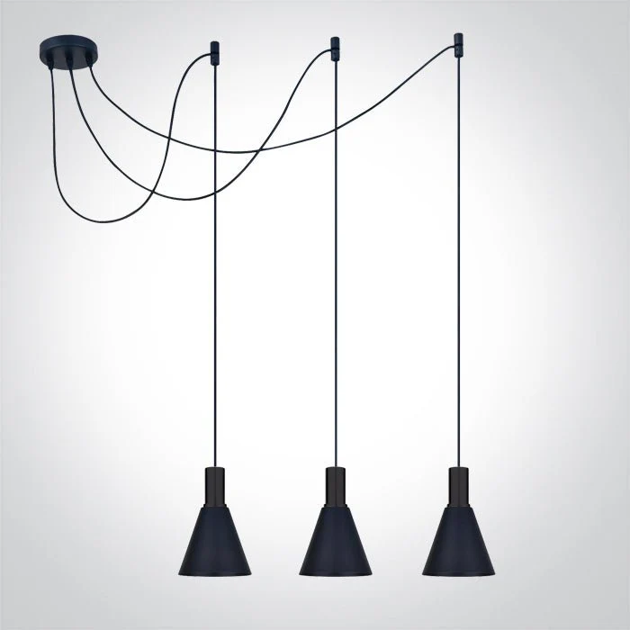 E27 Round Pendants - 63122B - 3x10W E27 pendant.