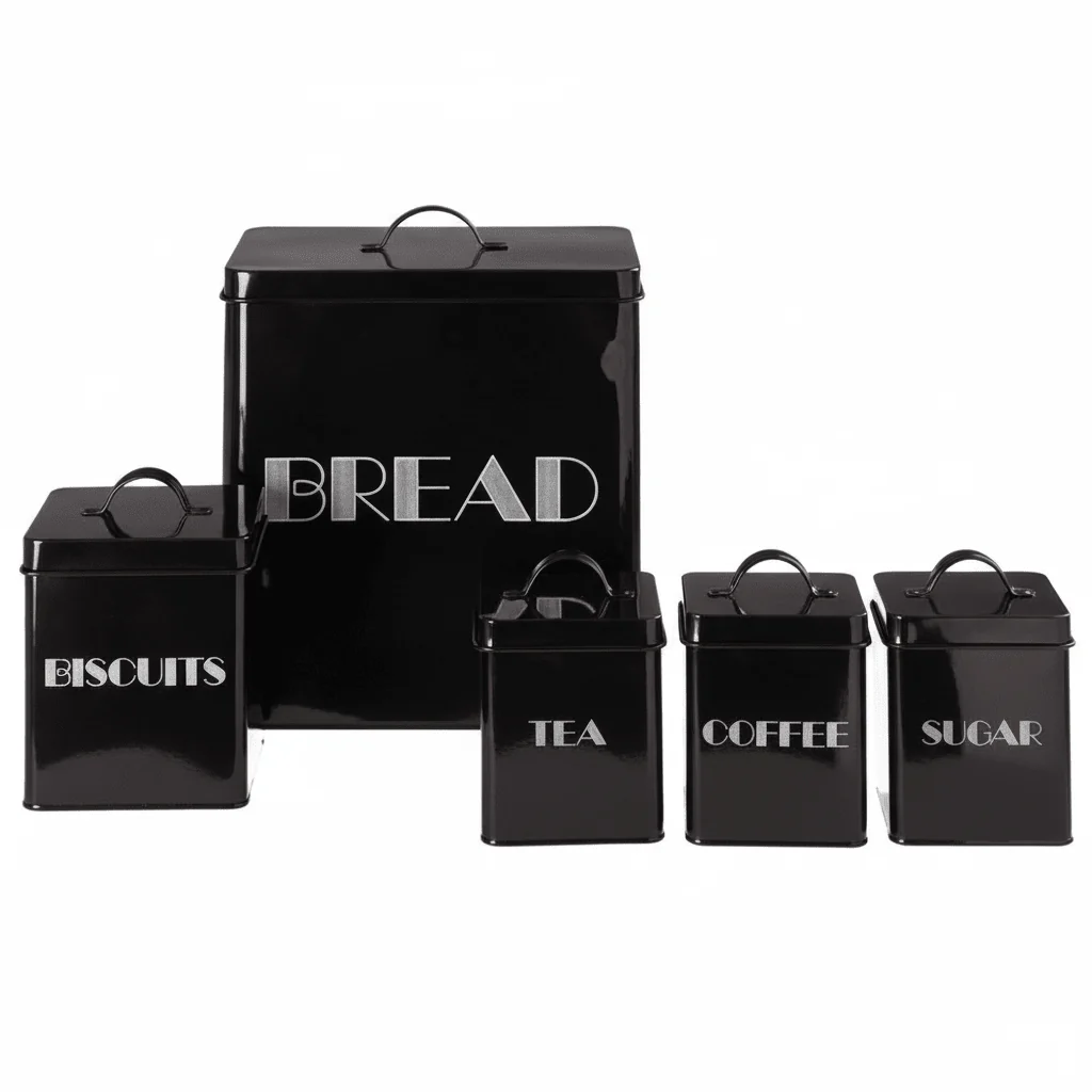 Easton 5 Piece Black Kitchen Storage Set