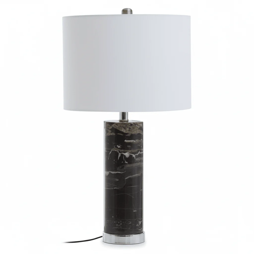 Ebony Table Lamp Chrome Base - Image 5