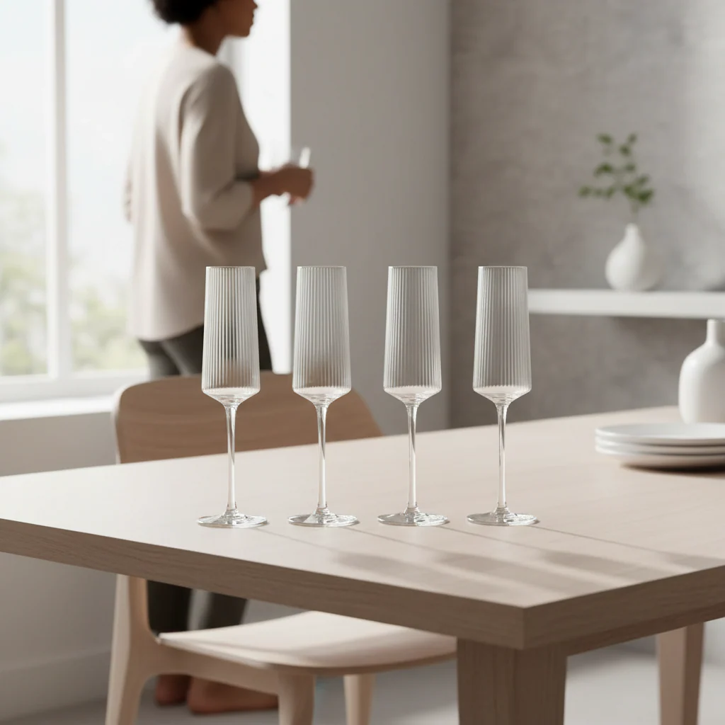 Eldon Set of Four Ribbed Champagne Glasses - Image 2