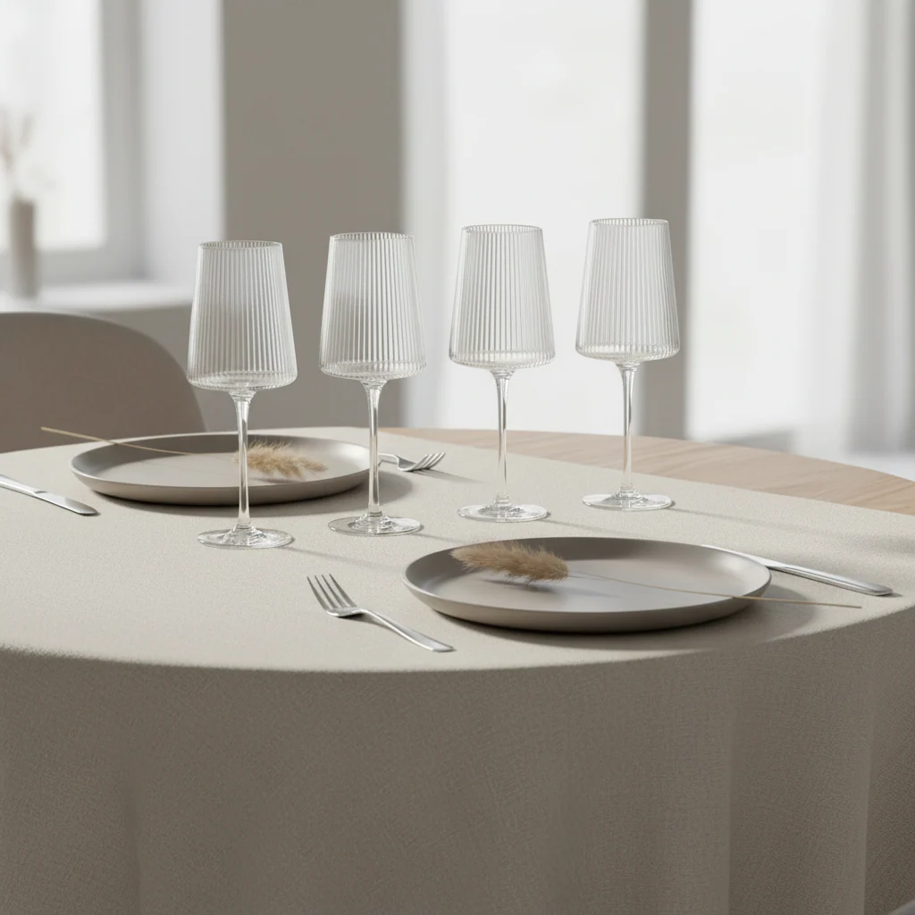 Eldon Set Of Four Ribbed Wine Glasses - Image 4