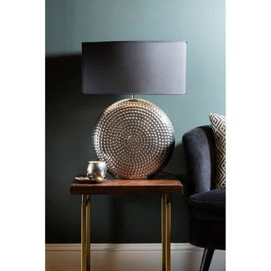 Evette Small Hammered Chrome Finish Table Lamp - Image 6