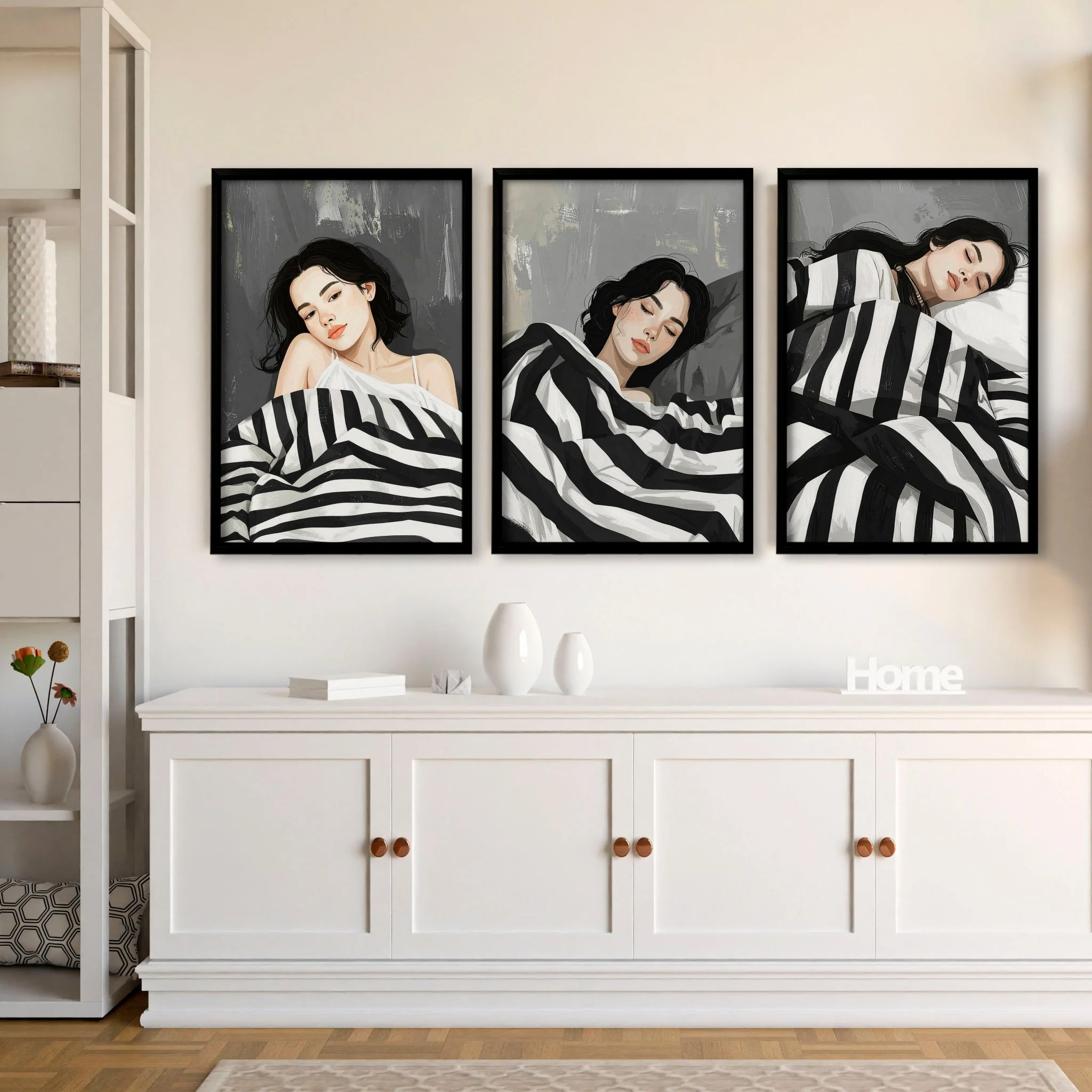 Extra Large Wall Art For Living Room | Set of 3 Boho Women Wall art Prints - Image 4