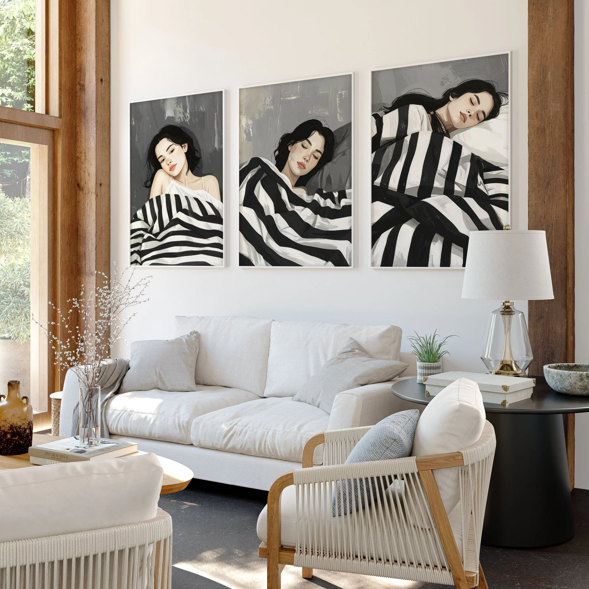 Extra Large Wall Art For Living Room | Set of 3 Boho Women Wall art Prints - Image 5