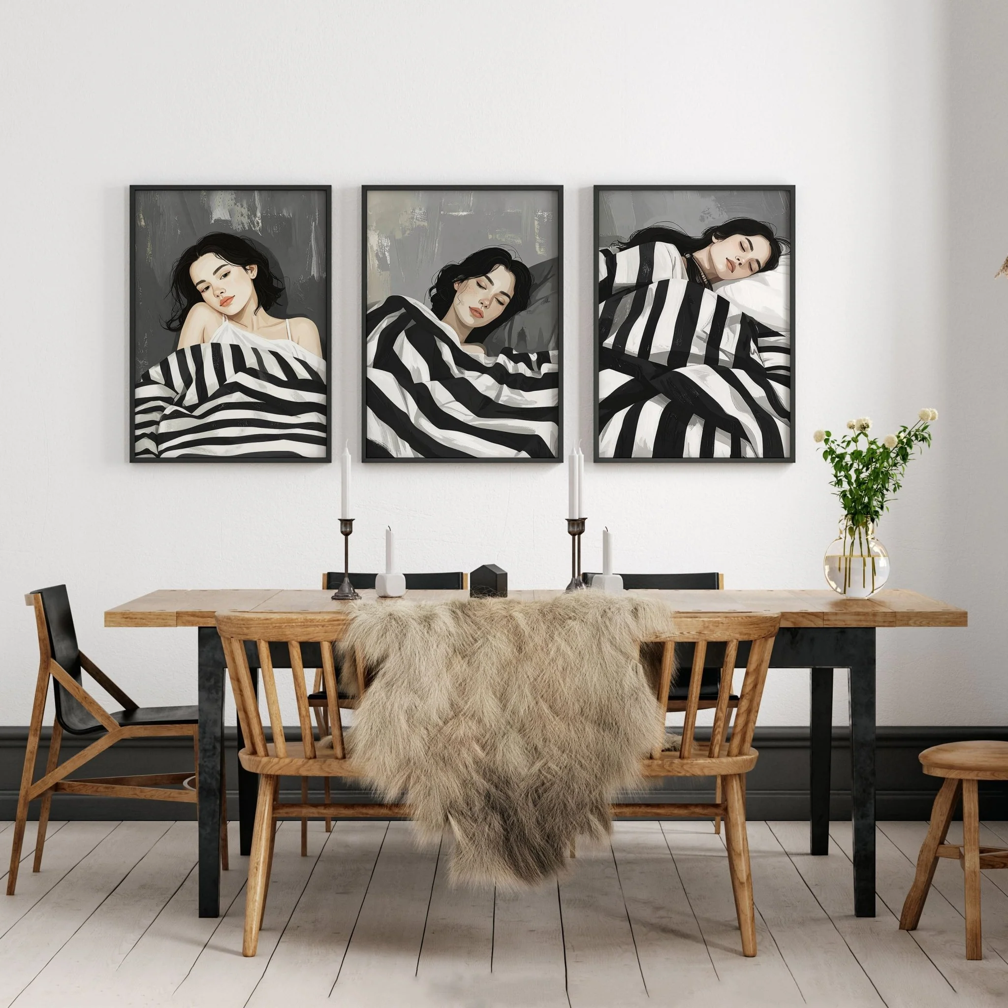 Extra Large Wall Art For Living Room | Set of 3 Boho Women Wall art Prints - Image 6