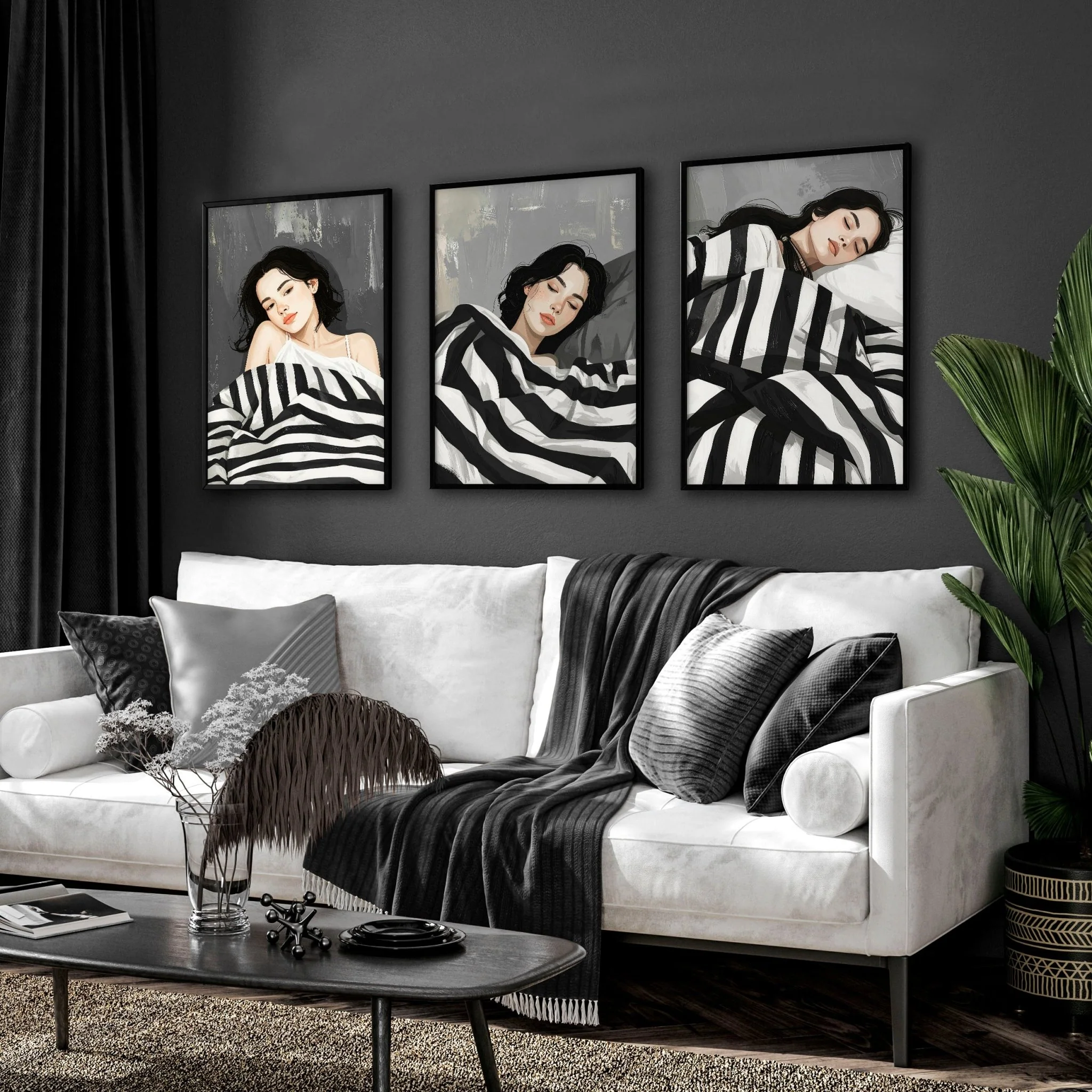 Extra Large Wall Art For Living Room | Set of 3 Boho Women Wall art Prints - Image 8